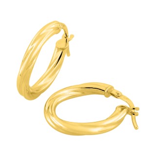 Pendientes ovalados de aro trenzado de oro amarillo de 9k