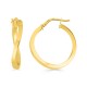 Pendientes de aro de oro amarillo de 9k de 18 mm de alambre cuadrado trenzado