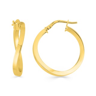 Pendientes de aro de oro amarillo de 9k de 18 mm de alambre cuadrado trenzado