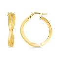 Pendientes de aro de oro amarillo de 9k de 18 mm de alambre cuadrado trenzado