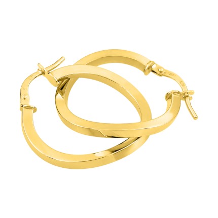 Pendientes de aro de oro amarillo de 9k de 18 mm de alambre cuadrado trenzado