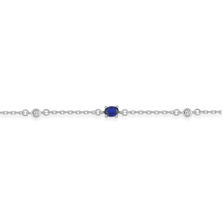 Pulseira em prata 925 banhada a ródio, zircónias azul e branco