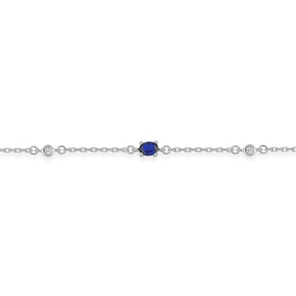 Pulseira em prata 925 banhada a ródio, zircónias azul e branco