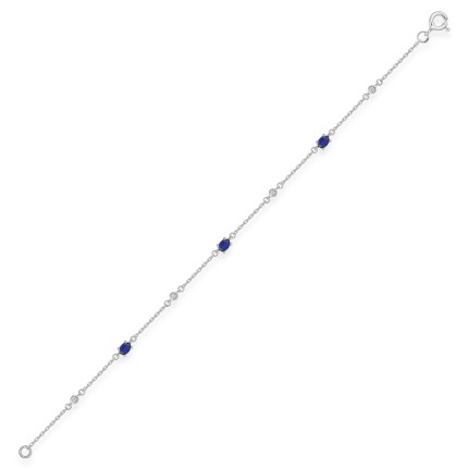 Pulseira em prata 925 banhada a ródio, zircónias azul e branco