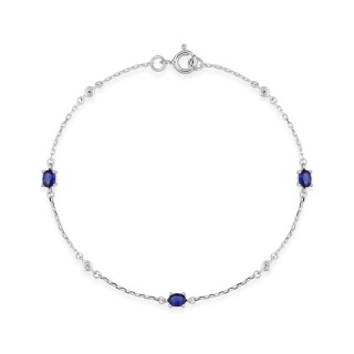 Pulsera de plata 925 rodiada, circonitas azul y blanco