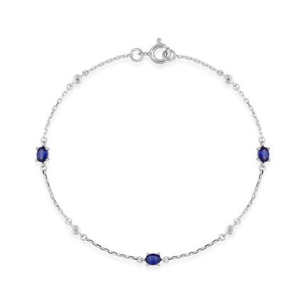 Pulseira em prata 925 banhada a ródio, zircónias azul e branco