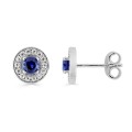 Pendientes de plata 925 rodiada y circonitas azul y blanca