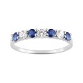 Anillo de plata rodiada y circonitas azul y blanca
