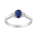 Anillo solitario de plata 925 rodiada y circonita azul y blanca