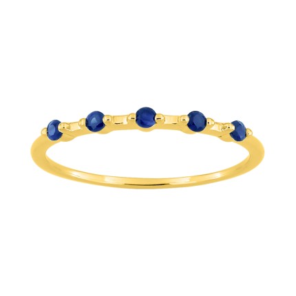 Anel em ouro amarelo 18k com safiras azuis