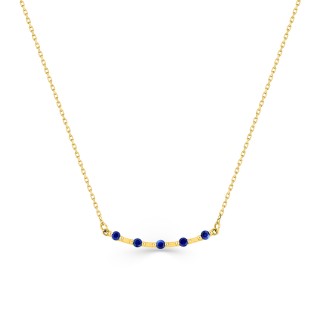 Collar de oro amarillo de 18k y zafiro azul