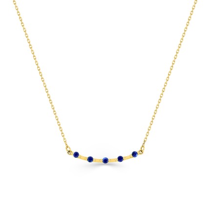 Collar de oro amarillo de 18k y zafiro azul