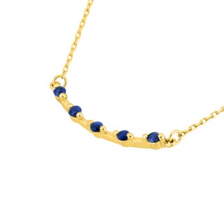 Collar de oro amarillo de 18k y zafiro azul