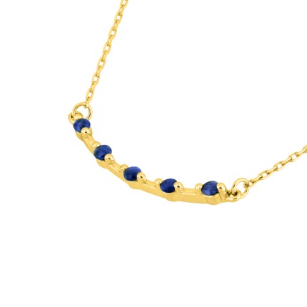 Collar de oro amarillo de 18k y zafiro azul