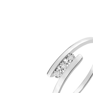 Anel trilogia em ouro branco 18k com diamantes de 0,02 ct