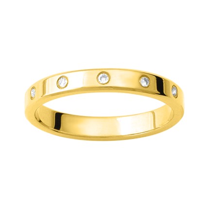 Alianza de oro amarillo 9k y diamantes 0,05 ct
