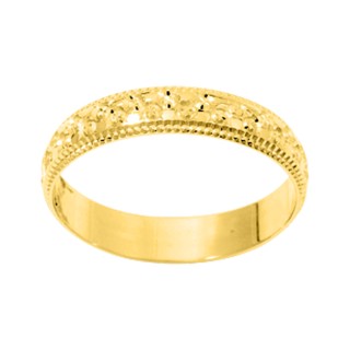 Aliança com textura de fantasia banhada a ouro de 4 mm