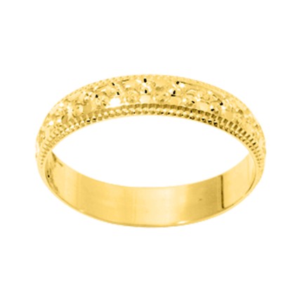 Aliança com textura de fantasia banhada a ouro de 4 mm