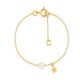 Pulseira para criança com estrela e pérola cultivada de água doce de 4 mm em ouro amarelo de 9k
