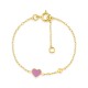 Pulsera infantil de corazón y bolas en oro amarillo de 9k y laca