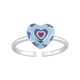 Anillo corazón ajustable con motivo de leopardo en plata 925 rodiada y lacada en azul