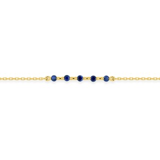 Pulseira em ouro amarelo de 18k e safiras azuis