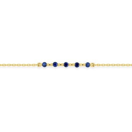 Pulseira em ouro amarelo de 18k e safiras azuis