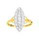 Anel marquise em ouro amarelo de 18k, zircónias e ródio