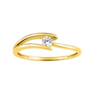 Anel em ouro amarelo 9K com zircónias no centro