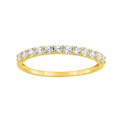 Media de alianza oro amarillo 9K con 12 circonitas en garras