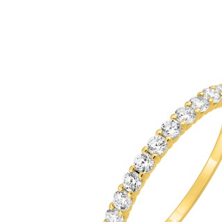 Media de alianza oro amarillo 9K con 12 circonitas en garras
