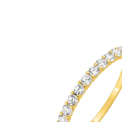Media de alianza oro amarillo 9K con 12 circonitas en garras