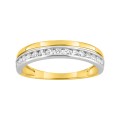 Anel em ouro bicolor 9 kt com fila de zircónia