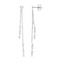 Pendientes de oro blanco de 9K doble cadena con bolas