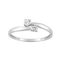 Anel em ouro branco 9 kt com 2 zircónias