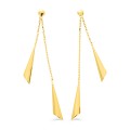 Brincos em ouro amarelo 18K 2 fios e 2 cones dourados