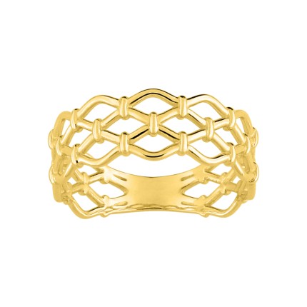 Anillo trenzado y calado de oro amarillo 9K