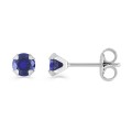 Pendientes de plata con circonita azul 5MM