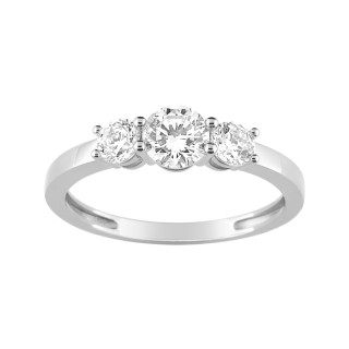 Anillo de oro blanco 9 Kt con 3 circonitas