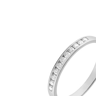 Meia aliança em ouro branco 18K com 13 diamantes