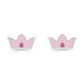 Pendientes de plata coronas rosas laqueadas