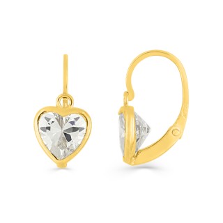 Pendientes de oro amarillo 9K corazón con circonita