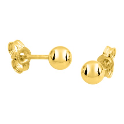 Brincos em ouro amarelo 18K. modelo bola 4 mm