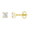 Pendientes de oro amarillo 18K 4 garras con circonita 4MM