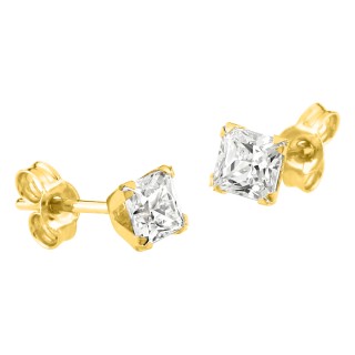 Brincos em ouro amarelo 18K 4 garras e zircónia
