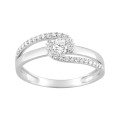 Anillo de oro blanco 9K con circonita 0.06
