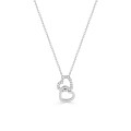 Colar em prata 2 corações com zircónia 40+3CM