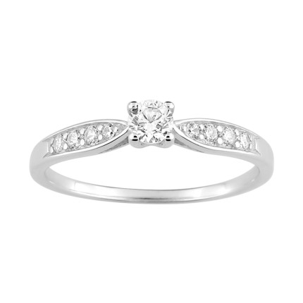 Anillo solitario de plata con circonita Oro Vivo