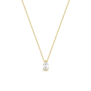 Collar de oro amarillo 9K y colgante oval con circonita
