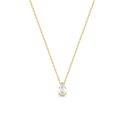 Colar em ouro amarelo 9K e pendente oval com zircónia